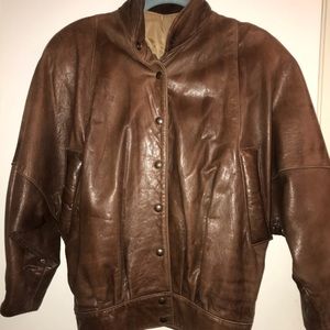 Vintage oversized leather bomber jacket